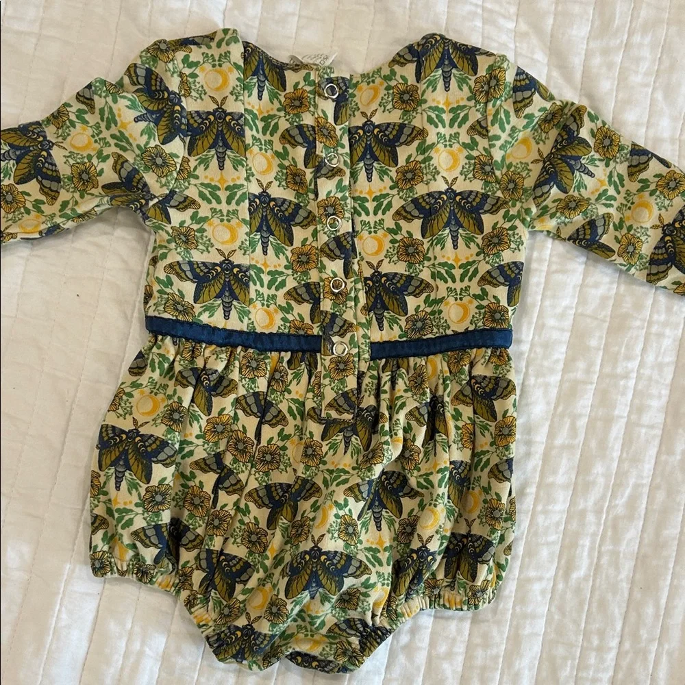 Kate Quinn Insect Print Baby Bubble Romper with Navy Bow - Picture 5 of 5